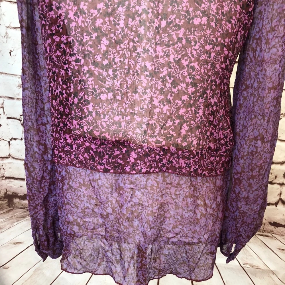 CAbi‎ #823 Sonnet Silk Boho Sheer Floral Print Top - Picture 7 of 8